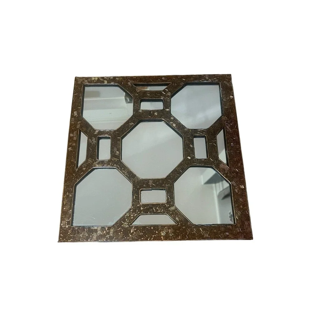Vintage Pier 1 Imports Metallic Geometric Accent Wall Mirror 14”x14”